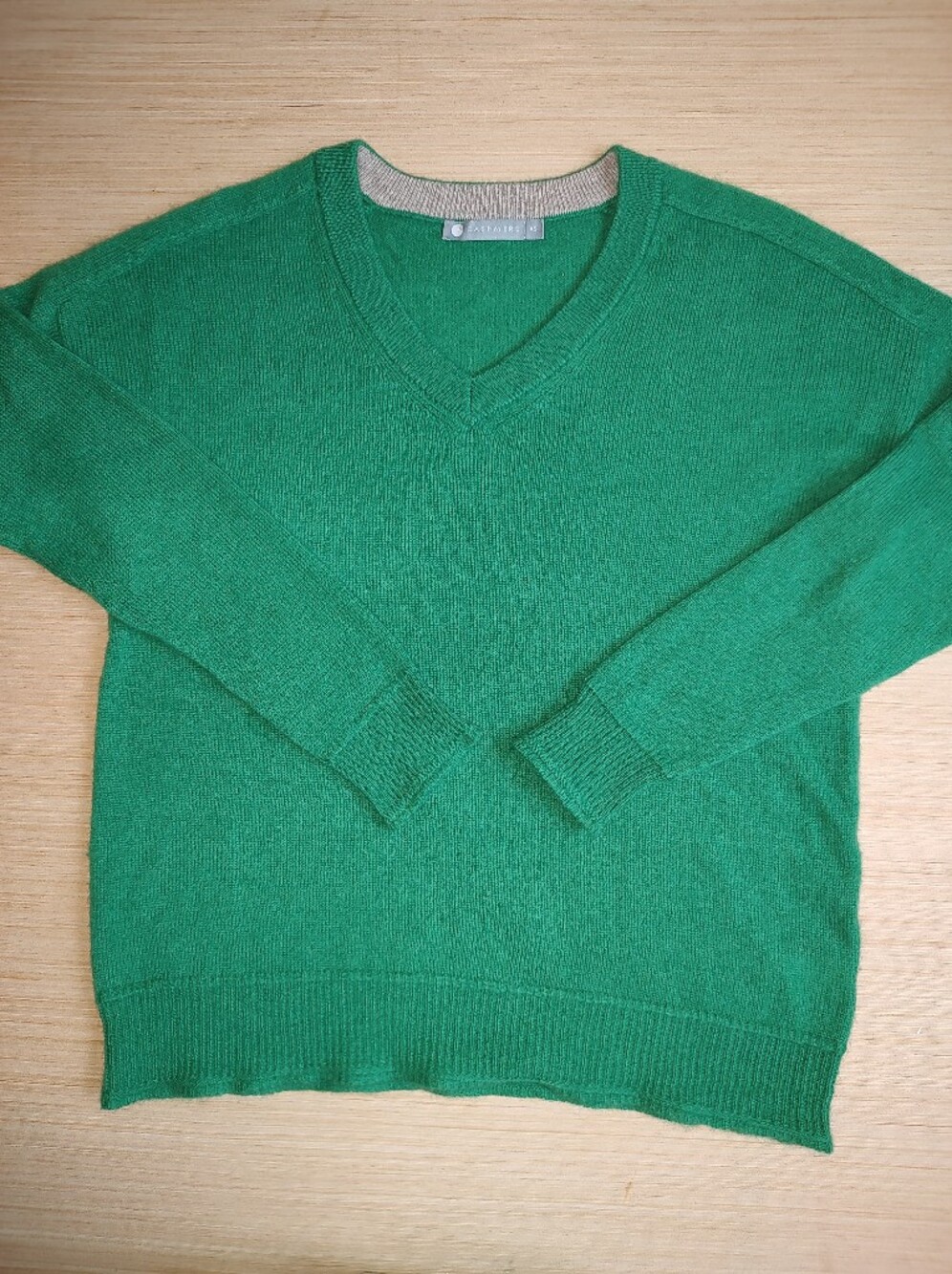 Incashmere Long Sleeve Pullover Sweater  Knit Green Emerald 100% Cashmere XS